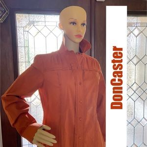 Doncaster Rust /copper color button down pleated long sleeve shirt size 10 NWT